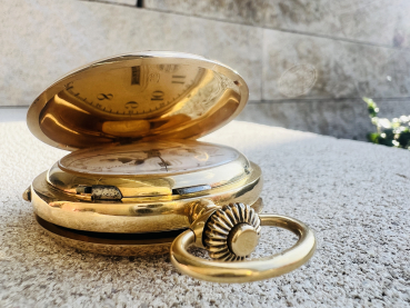 Antike Hamilton & Co. Calcutta Chronographen-Taschenuhr – 14K (585) Gold – Swiss Made (23) Rarität!