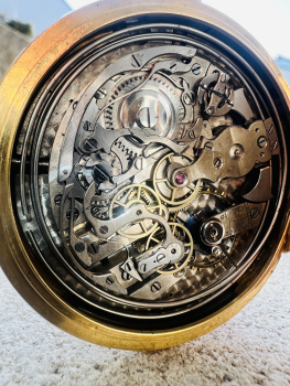 Preview: Antike Hamilton & Co. Calcutta Chronographen-Taschenuhr – 14K (585) Gold – Swiss Made (23) Rarität!