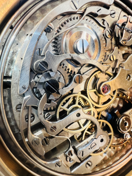 Preview: Antike Hamilton & Co. Calcutta Chronographen-Taschenuhr – 14K (585) Gold – Swiss Made (23) Rarität!