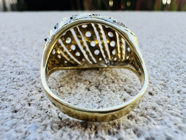 Preview: Breiter Diamantring in 585er Gold mit Rosenschliff-Diamanten, Ringgröße 55, ca. 5,5g (27)