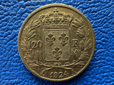 Preview: Frankreich 20 Francs 1824 A Louis XVIII Gold