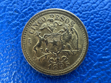 Preview: Chile 5 Pesos 1895 Liberty Gold