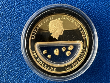 Preview: Australien 1 Oz 2010 Treasures of Australia Gold in Polierte Platte inkl. Holzetui sehr selten