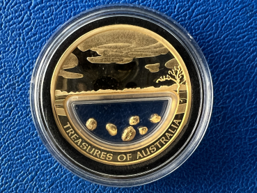 Preview: Australien 1 Oz 2010 Treasures of Australia Gold in Polierte Platte inkl. Holzetui sehr selten