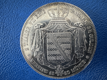 Preview: Sachsen Doppeltaler 1850 F Friedrich August II. Prachtstück! Prägefrisch