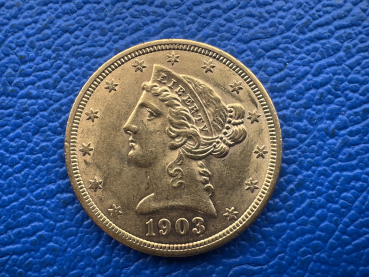 USA 5 Dollar 1903 - S Liberty Head Gold Top Erhaltung