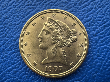 USA 5 Dollar 1907 Liberty Head Gold Top Erhaltung