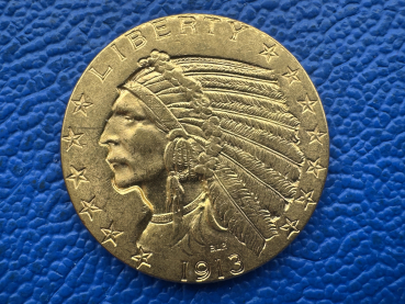 USA 5 Dollar 1913 Indianer Gold