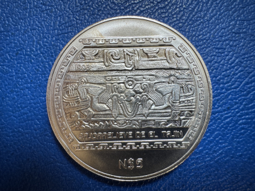 Mexico 5 Pesos 1993 Bajorrelieve Del Tajin 1 Oz Silber