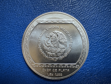 Preview: Mexico 5 Pesos 1993 Bajorrelieve Del Tajin 1 Oz Silber
