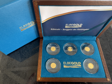 Kleinste Goldmünze d. Welt 5 x Solomon Islands 10$ 2020 Elbegold Rübezahl - Berggeist des Riesengebirges Prestige Set in Gold selten!