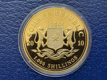 Preview: Somalia Republik 1000 Shilling 2010 Elefant 1 Oz in Gold selten