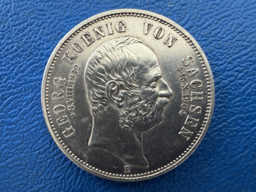 Sachsen 5 Mark 1904 E Georg Silber Jaeger 133 Top Erhaltung!