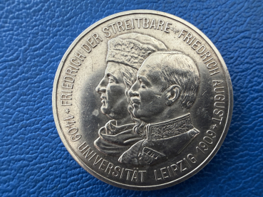 Sachsen 5 Mark 1909 Friedrich August III Universität Leipzig Top Erhaltung (2)