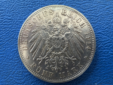 Preview: Bayern 5 Mark 1914 D Ludwig III Silber J-53