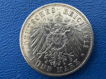 Preview: Preußen 5 Mark 1913 A Wilhelm II. in Uniform Silber (1)