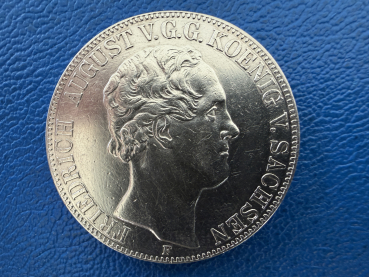 Sachsen Doppeltaler 1854 F Friedrich August II. Top Erhaltung
