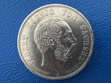 Sachsen 5 Mark 1902 E Albert Silber J-128