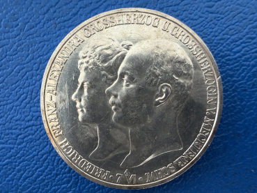 Mecklenburg-Schwerin 5 Mark 1904 A Friedrich Franz IV. Hochzeit mit Alexandra J-87