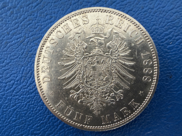 Preview: Preußen 5 Mark 1888 Friedrich III Silber Jaeger 99 Top Erhaltung! (2)