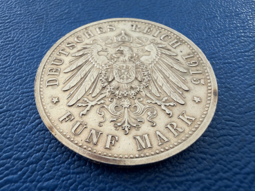 Preview: Braunschweig-Lüneburg 5 Mark 1915 A Ernst August u. Victoria Luise Jaeger 58, in Polierte Platte selten