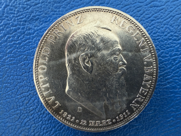 Bayern 5 Mark 1911 D Luitpold zum 90. Geb. Silber (2)