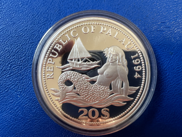 Preview: Palau 20$ 1994 Meeresfauna 5 Oz Feinsilber in Farbe