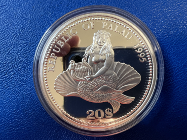 Preview: Palau 20$ 1995 Seepferdchen 5 Oz Feinsilber in Farbe