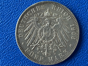 Preview: Bremen 5 Mark 1906 J Stadtwappen Silber (2) Tolle Erhaltung