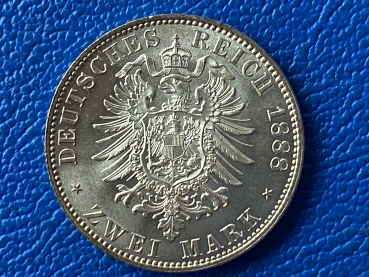 Preview: Preußen 2 Mark 1888 A Friedrich III. Silber (3) Prachtstück m. orig. Patina