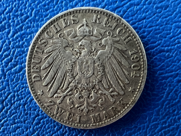 Preview: Hamburg 2 Mark 1904 J Stadtwappen Silber