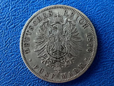 Preview: Preußen 5 Mark 1876 A Wilhelm I Silber Top Erhaltung!