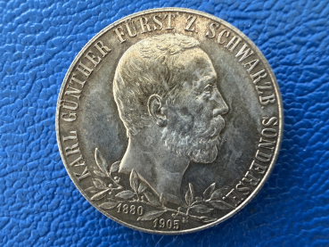 Schwarzburg-Sondershausen 2 Mark 1905 A Karl Günther Silber Polierte Platte berieben (1)