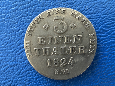 Waldeck 1/3 Taler 1824 F. W. Georg Heinrich 1813-1845
