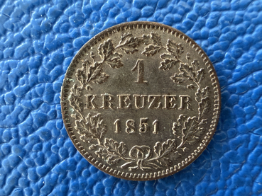 Württemberg 1 Kreuzer 1851 Wilhelm I. 1816-1864 Top Erhaltung