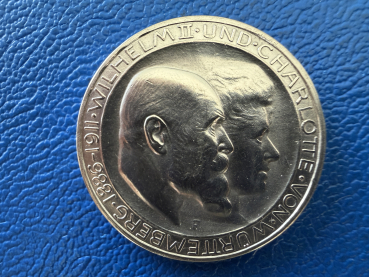 Württemberg 3 Mark 1911 Silberhochzeit d. Königspaars Jaeger 177b Prachtstück / Prägefrisch mattiert! selten! (5)