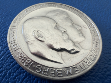 Preview: Württemberg 3 Mark 1911 Silberhochzeit d. Königspaars Jaeger 177b Prachtstück / Prägefrisch mattiert! selten! (5)