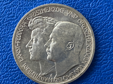 Sachsen-Weimar-Eisenach 3 Mark 1910 A Wilhelm Ernst Hochzeit Feodora (2)