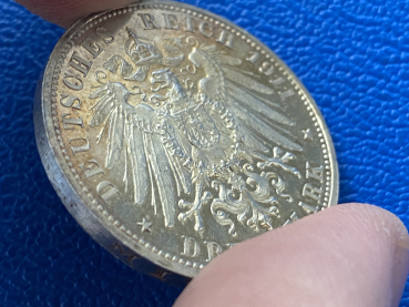 Preview: Württemberg 3 Mark 1911 Silberhochzeit d. Königspaars (2) Jaeger 177b Polierte Platte / mattiert RARITÄT