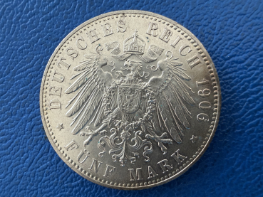 Preview: Bremen 5 Mark 1906 J Stadtwappen Silber (3) Top Erhaltung!