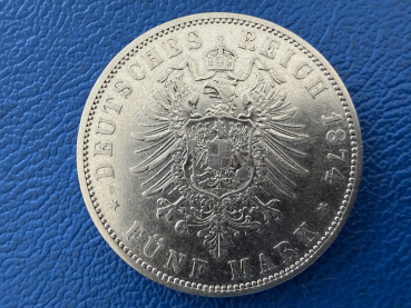 Preview: Preußen 5 Mark 1874 A Wilhelm I Silber Tolle Erhaltung!  (1)