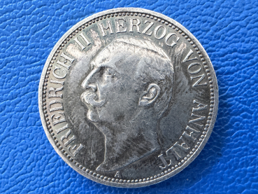 Anhalt 3 Mark 1911 A Friedrich II Silber (2) Tolle Patina !