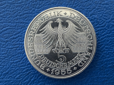 Preview: 5 Mark 1955 Markgraf von Baden in Polierte Platte leicht berieben, selten !