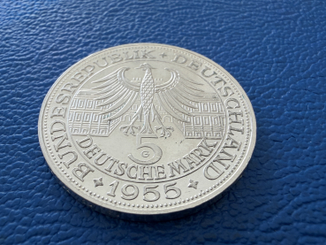 Preview: 5 Mark 1955 Markgraf von Baden in Polierte Platte leicht berieben, selten !