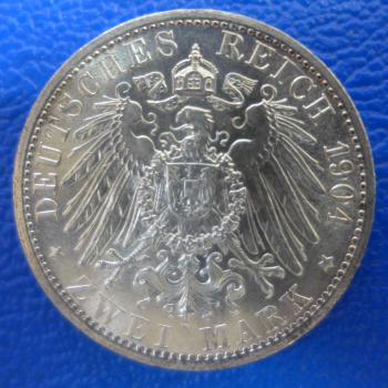 Preview: Anhalt 2 Mark 1904 A Friedrich II Silber PRACHTSTÜCK, selten ! Jaeger 22