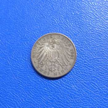 Preview: Baden 2 Mark 1901 G Friedrich Prachtstück orig. Patina !  Jaeger 28