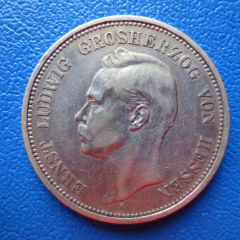 Hessen 5 Mark 1895 A Ernst Ludwig Silber