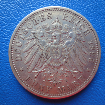 Preview: Hessen 5 Mark 1895 A Ernst Ludwig Silber