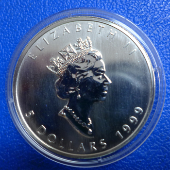 Preview: Kanada 5 Dollar 1999 Maple Leaf in Farbe grün