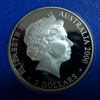 Preview: Australien 5 Dollar 2000 Sydney-Kunst Olympia Sydney Silber in PP
